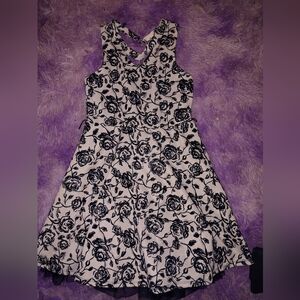 Floral Black and White Dress